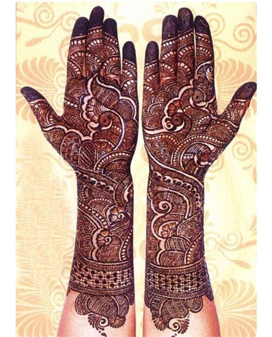 Sketch And Scallop Luxurious Front Full Hand Mehndi Design Art